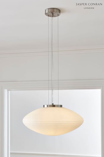 Jasper Conran London White Oval Ribbed Glass Ceiling Light (A03382) | £250