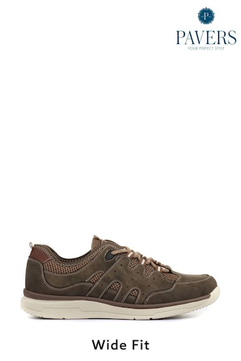 Pavers Brown Mens Wide Fit Lace-Up Trainers (A03792) | £43