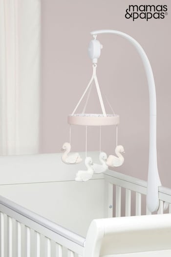 Mamas & Papas WTTW Grey Elephant Welcome to the World Floral Swan Musical Cot Mobile (A04124) | £39