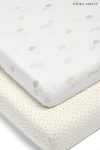 Gym & Training x Laura Ashley 2 Pack Cloud Grey Gingham Fitted Cot Bed Sheets (A04150) | £29