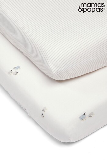 Mamas & Papas 2 Pack Blue Kids Welcome To The World Farm Fitted Sheets (A04152) | £29