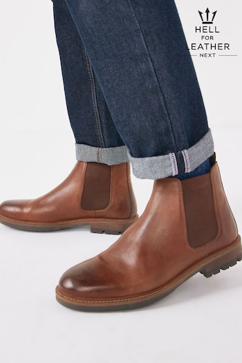 Tan Brown Leather Cleated Chelsea Boots tour (A04941) | £58