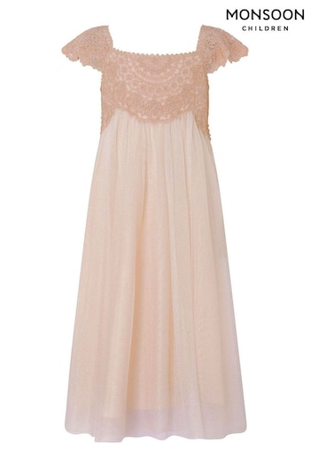 Monsoon Pink Estella Sparkle Dress (A05416) | £48 - £52