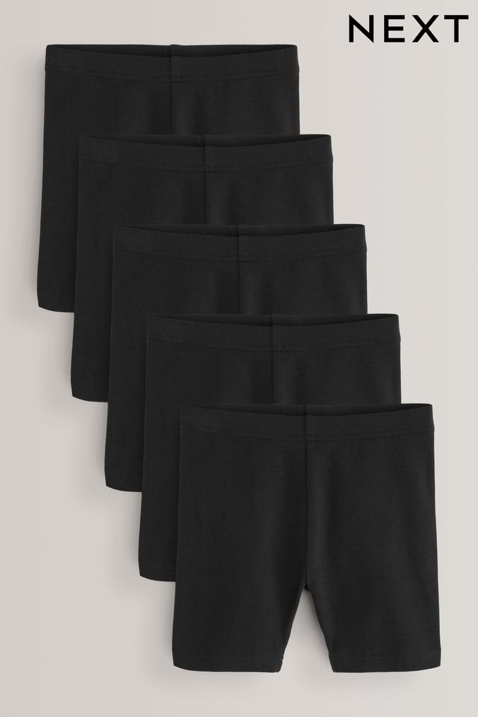 Black 5 Pack Cotton Rich Stretch Cycle Shorts (3-16yrs) (A05641) | £14 - £26