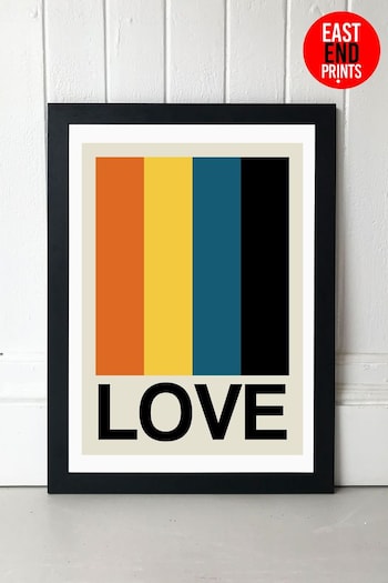 East End Prints Black Retro Stripe Love Sundaze Print (A05985) | £47 - £132