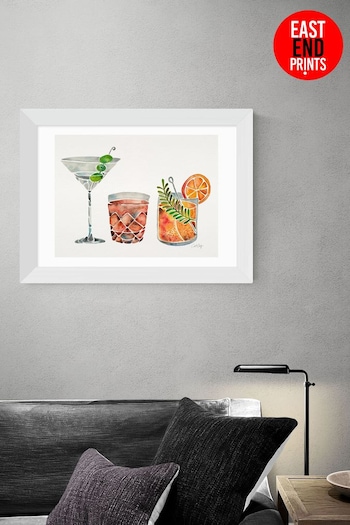 East End Prints White Classic Cocktails Print (A06052) | £47 - £132