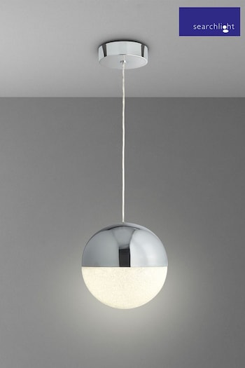Searchlight Lexi Chrome & Crushed Ice Effect Globe Ceiling Light Pendant (A06558) | £92