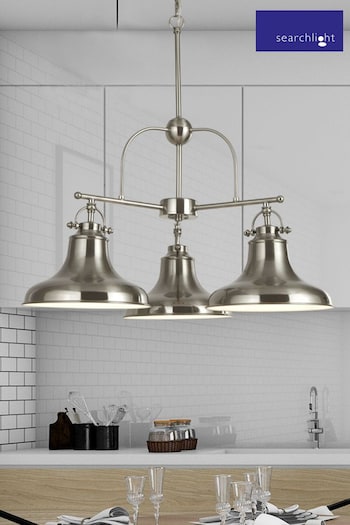 Searchlight Helix 3 Light Satin Silver Industrial Style Ceiling Light Pendant (A06566) | £180