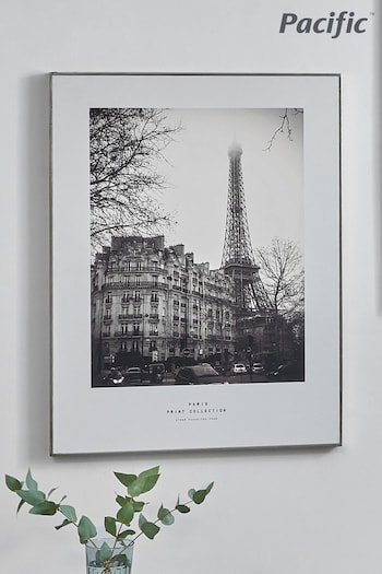 Pacific Black Mono Paris Print With Silver Frame (A06864) | £70