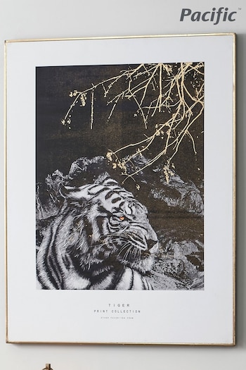 Pacific Black Mono Tiger Print With Black Frame (A06869) | £70
