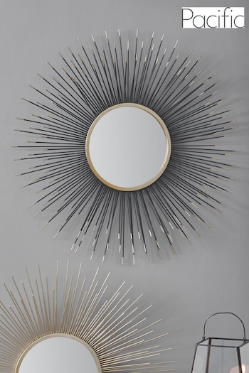 Pacific Black Starburst Round Wall Mirror (A06872) | £120