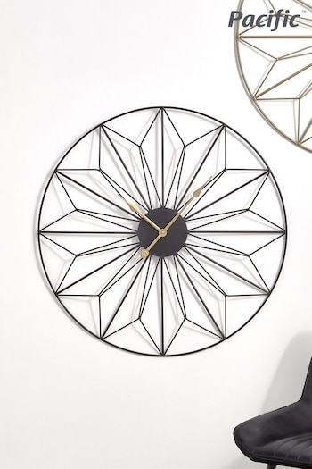 Pacific Black Black & Gold Metal Geo Design Round Wall Clock (A06889) | £100