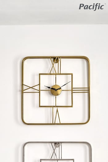 Pacific Gold Gold Metal Square Wall Clock (A06892) | £100