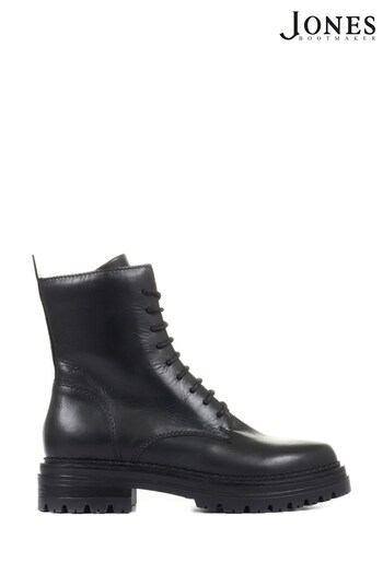 Jones Bootmaker Black Paris Leather Biker Boots (A07113) | £125