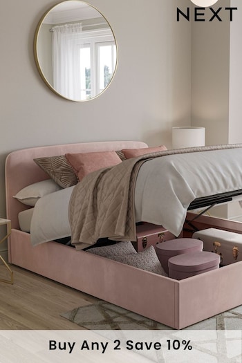 Opulent Velvet Blush Pink Matson Upholstered Ottoman Storage Bed Frame (A07300) | £575 - £775