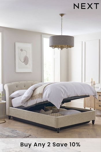 Soft Texture Light Natural Hartford Collection Luxe Upholstered Ottoman Storage Bed Frame (A07435) | £875 - £1,075