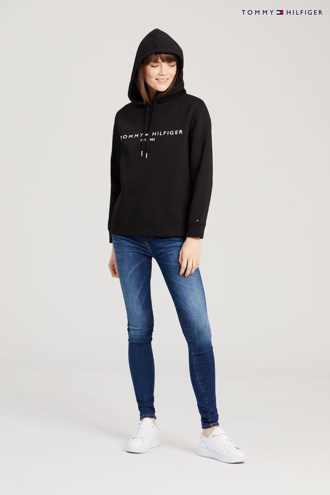Tommy hilfiger black online hoodie womens