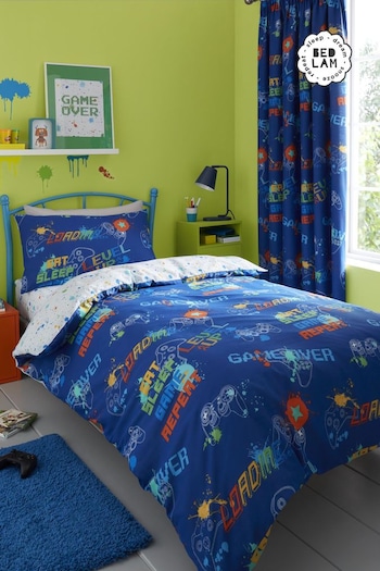 Bedlam Blue Glow In The Dark Game Duvet Cover and Pillowcase Set (A08177) | £16 - £25
