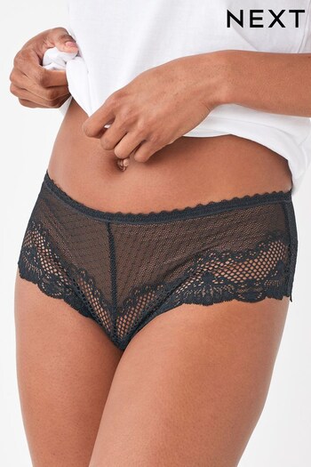Black Short Microfibre And Lace Knickers (A09211) | £8
