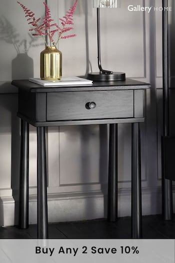 Gallery Home Black Virginia 1 Drawer Bedside Table (A09769) | £220
