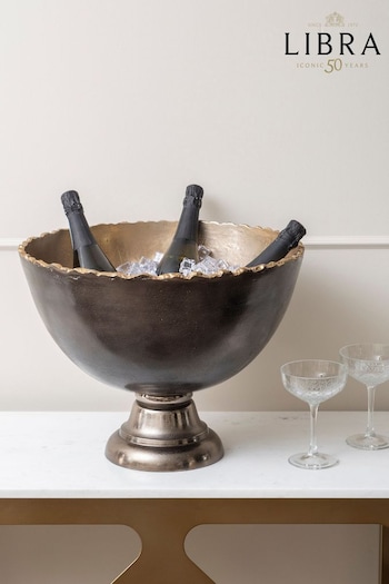 Libra Pewter Grey Merapi Lava Footed Champagne Cooler Floating Wall Clock (A0P725) | £275