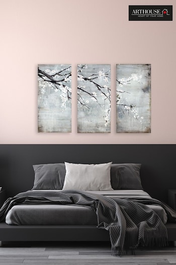 Arthouse 3 Piece Grey Blossom Canvas (A10197) | £40
