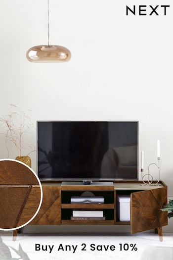 Dark Zaria Mango Wood TV Unit, Up to 60 Inch (A10463) | £599