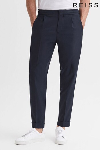 Reiss Navy Brighton Pleat Front Trousers (A11850) | £138