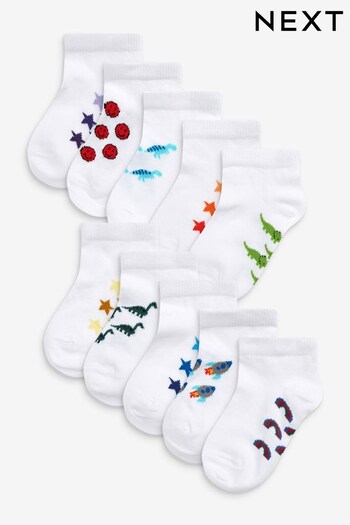 White Character 10 Pack Cotton Rich Trainer Socks (A12504) | £10 - £12