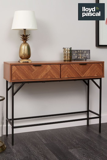 Lloyd Pascal Brown Dark Chevron Console Table (A12661) | £130