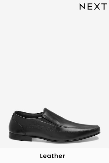 Black Wide Fit Leather Panel Slip-On Shoes (A12662) | £39