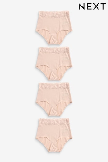 Blush Full Brief Lace Trim Cotton Blend Knickers 4 Pack (A13505) | £18