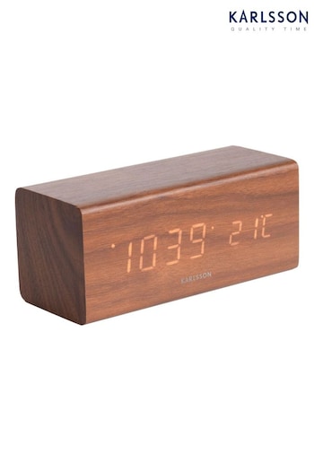 Karlsson Brown Wood Block Digital Alarm Clock (A14977) | £45