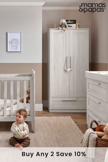 Mamas & Papas 3 Piece Nimbus White Atlas Cot Bed Range with Dresser and Wardrobe (A18238) | £749