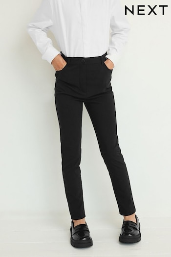 Longer Length Black Skinny Fit Stretch High Waist School Trousers (9-18yrs) (A18339) | £9 - £13