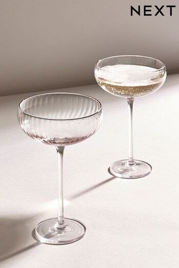 Clear Sienna Champagne Flute Glasses Set of 2 Champagne Saucers (A19107) | £22