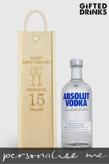 Personalised Happy Anniversary Gift Box With Absolut Vodka by Gifted Drinks (A19119) | £60