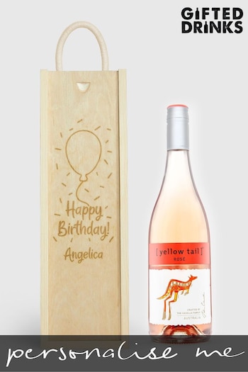 Personalised Happy Birthday Gift Box With Rose Wine by Gifted Drinks (A19125) | £36