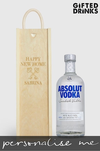 Personalised New Home Gift Box With Absolut Vodka by Gifted Drinks (A19243) | £60