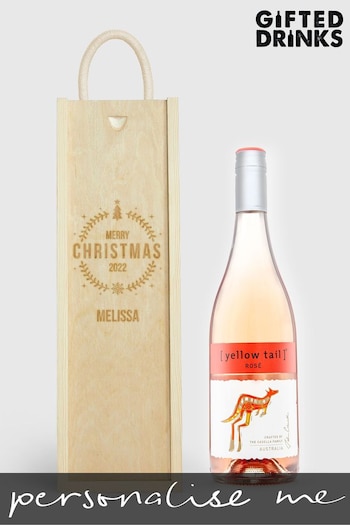 Personalised Merry Christmas Gift Box With Rose Wine by Gifted Drinks (A19256) | £36