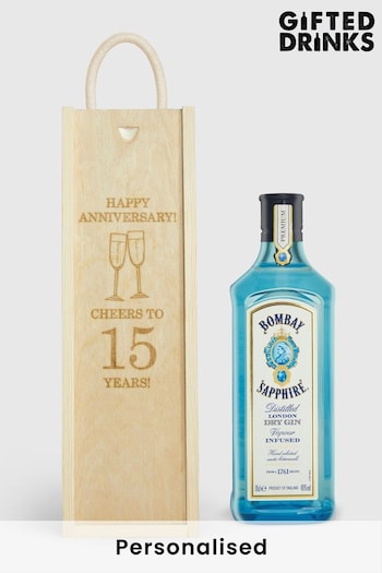 Personalised Happy Anniversary Gift Box with Bombay Sapphire by Gifted Drinks (A19271) | £60