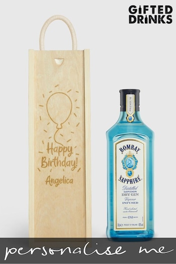 Personalised Happy Birthday Gift Box with Bombay Sapphire by Gifted Drinks (A19327) | £60