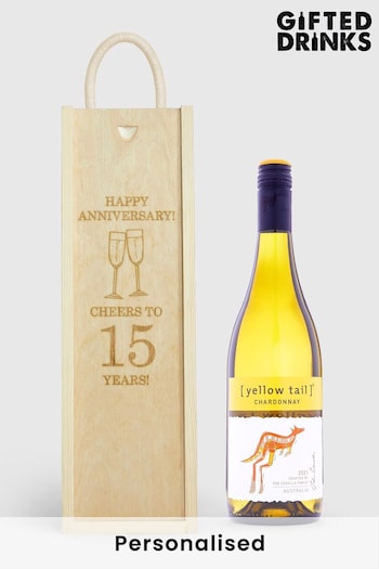 Personalised Happy Anniversary Gift Box with White Wine by Gifted Drinks (A19366) | £36