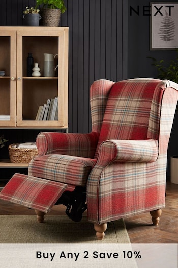 Versatile Check Stirling Red Relaxer Sherlock Highback Armchair (A19419) | £675
