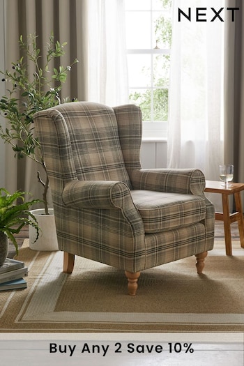 Tweedy Check Kildare Grey Sherlock Highback Armchair (A19430) | £499