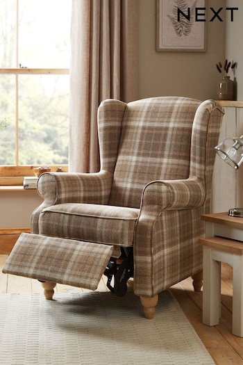 Tweedy Check Burford Natural Relaxer Sherlock Highback Armchair (A19464) | £675