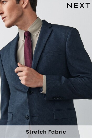 Navy Slim Textured Motion Flex Stretch Suit Jacket (A20232) | £79