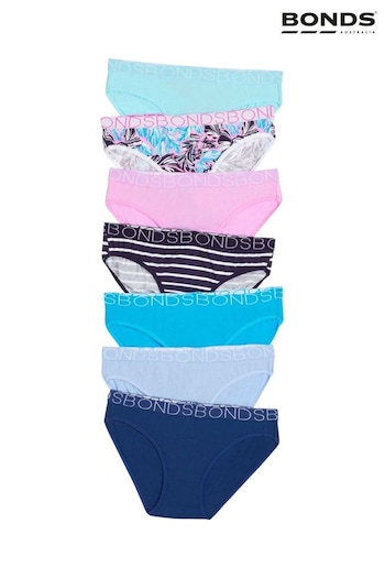 Bonds Girls Blue Bikini Briefs Seven Pack (A24074) | £20