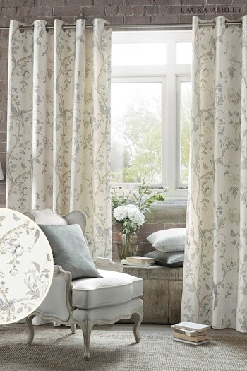 Laura Ashley Dove Grey Summer Palace Eyelet Curtains (A24211) | £65 - £120