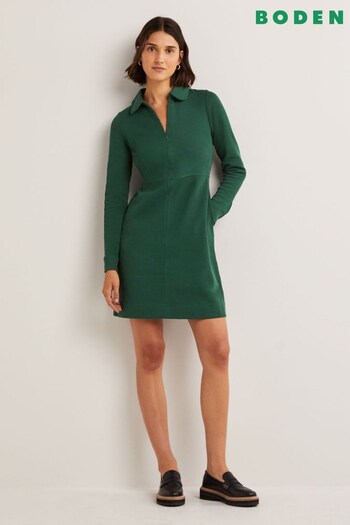Boden Green Zip Front Jersey Shift Dress (A26915) | £98